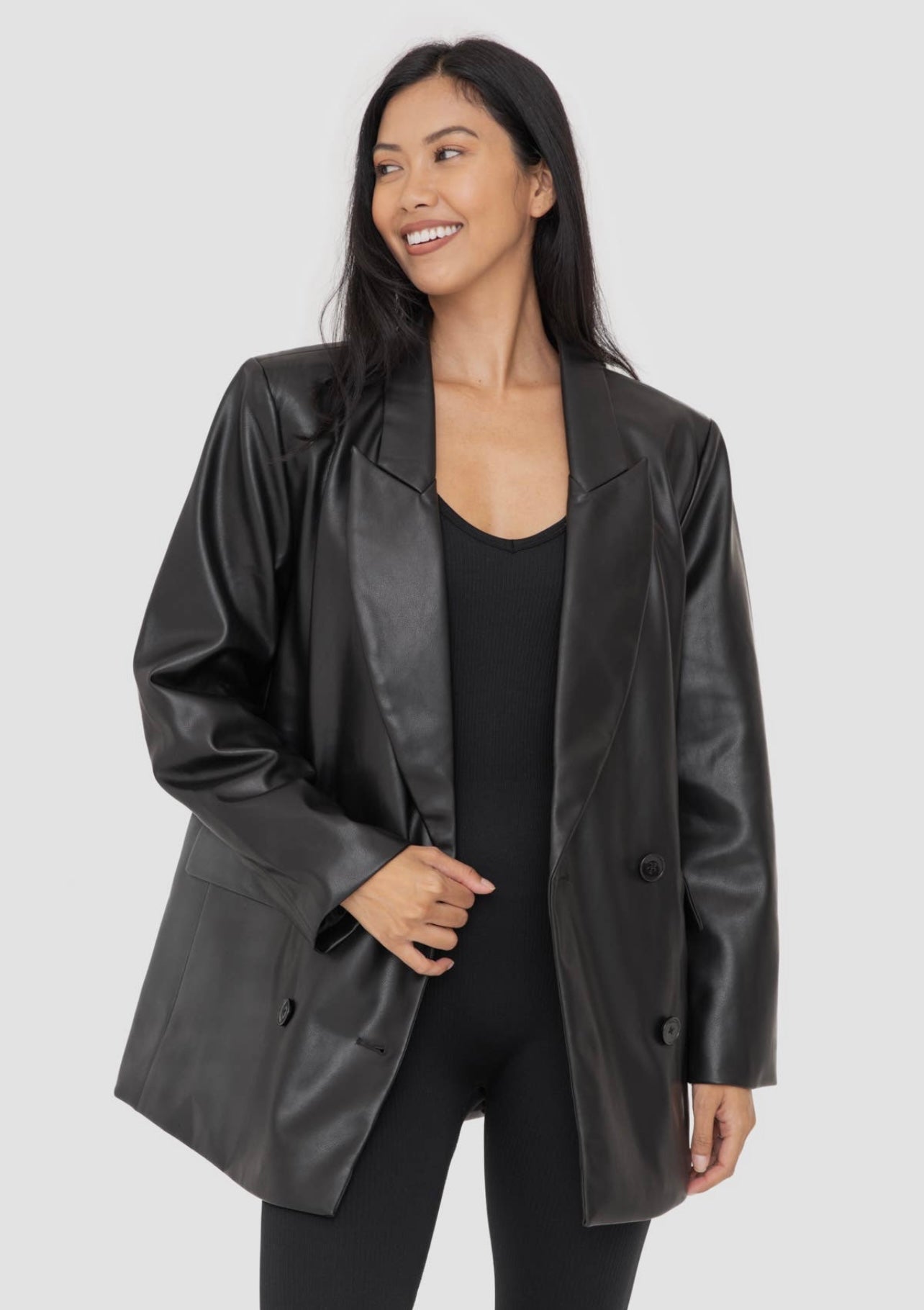 Vegan Leather Oversized Blazer