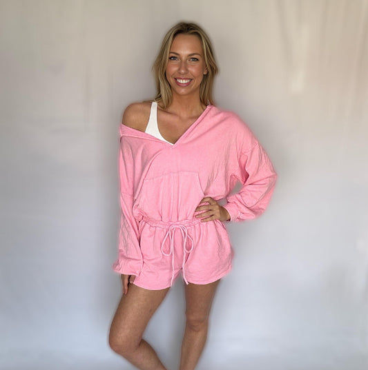 Pretty in Pink Sweatshirt Romper