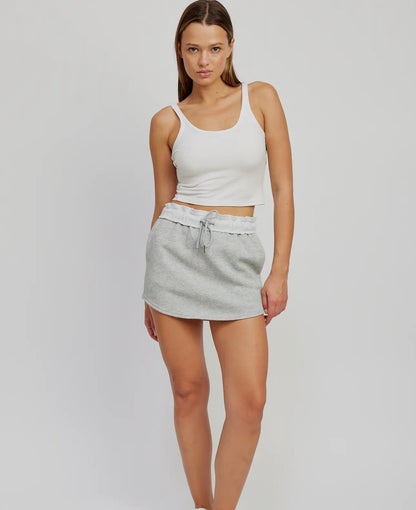 French Terry Paper Bag Mini Skirt