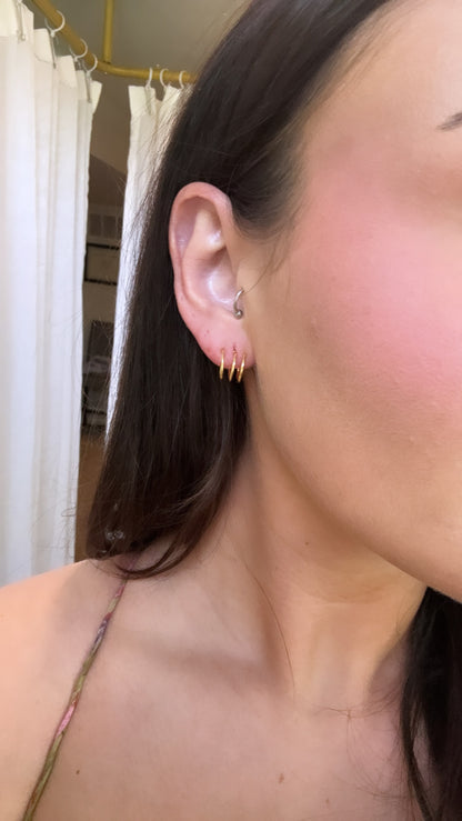 Gold Dipped Mini Three Line Hoop Earrings
