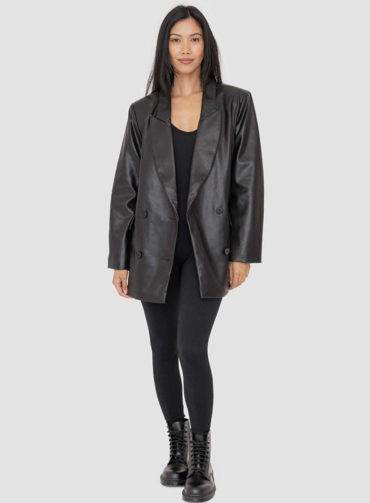 Vegan Leather Oversized Blazer