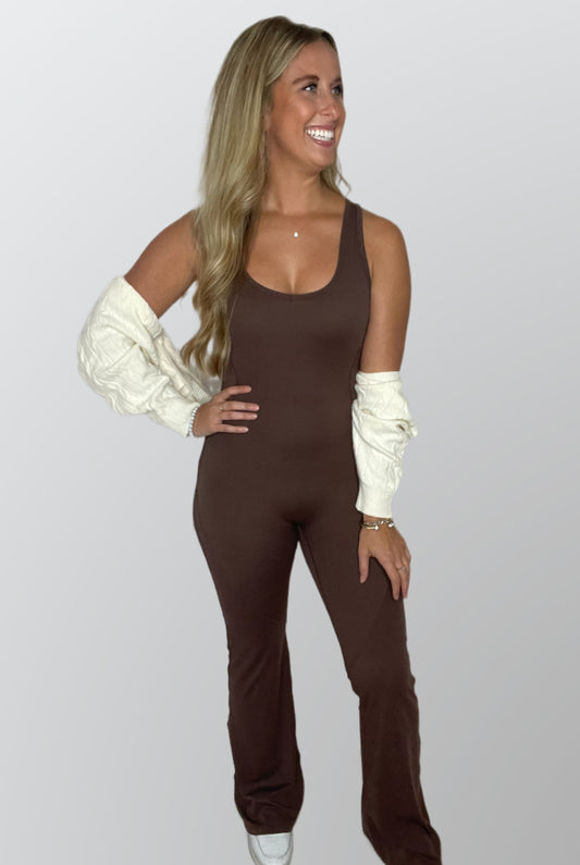 Espresso Seamless Open Back jumpsuit